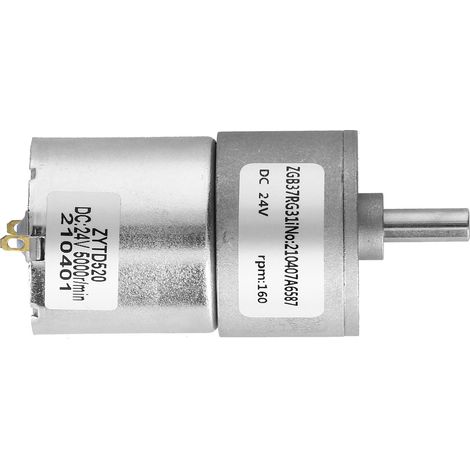 Moteur à engrenages CC 24V, micro-réducteur électrique à couple élevé, arbre excentré, réducteur diamètre 37mm ZGB37RG 160R-24V, boîte de vitesses robuste pour applications industrielles et robotique. (1/5)