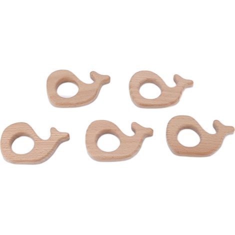 5Pcs Baby Wooden Teether Beech Safe NonToxic Sturdy Cute Snails DIY Jewelry Accessories (1/5)