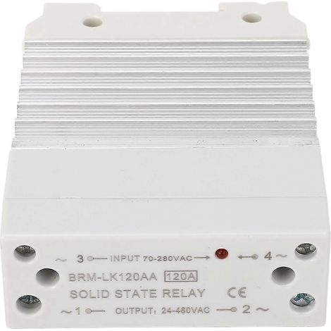 120-A-Halbleiterrelais mit Kühlkörper, AC-Steuerung, einphasig, Schienenmontage, SSR-Modul, 70–280 V AC Eingang