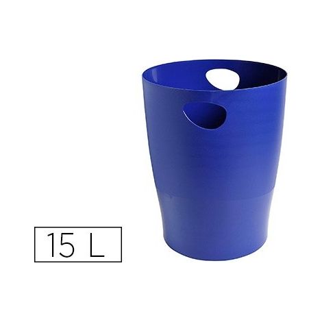 Papelera plastico exacompta ecoblack azul 15 litros