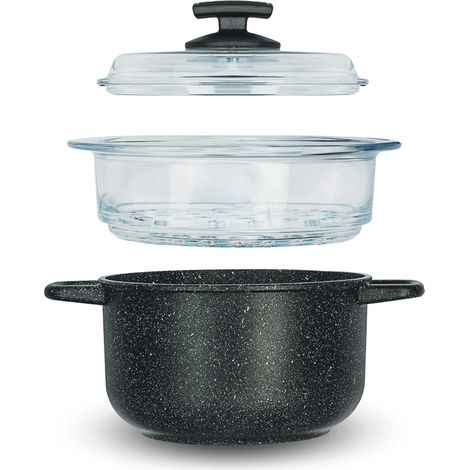 Set Vaporiera 3 Pezzi Antiaderente 2 Manici Ø20 cm Olympia Hard Cook (1/5)