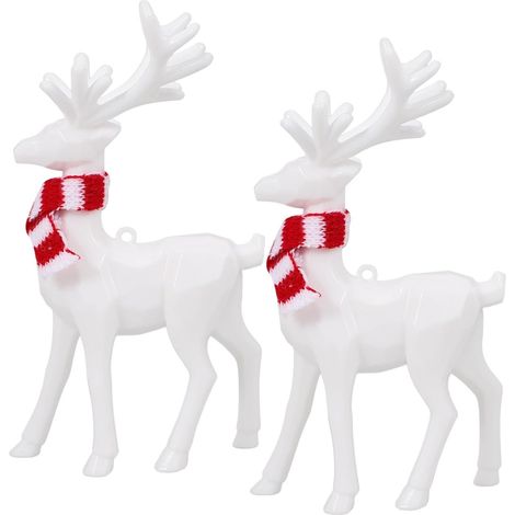 2 Pièces Blanc Figurine de Cerf de Noël Décorative Élégante, en (1/5)