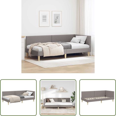 vidaXL Canapé convertible - Cadre de lit d'angle Taupe 80 cm x 200 cm Tissu et Contreplaqué (1/5)