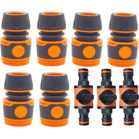 9 Pcs Hose Connectors, Garden Hose Connector 1/2 Inch Hose Connector Regulating Valve Quick Connector for Garden Hose (1/5)