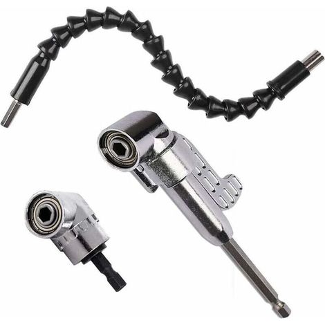 Foret à Angle Droitet. 1pc 30cm d'arbre Flexible Visseuse kit Renvoi d'Angle de 105 Degrés Magnétique Changement Rapide Hex 6mm de 1/4- inch Perceuse Electrique Acce (1PCS Court + 1PCS Longue) - (1/5)