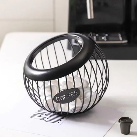 Organiseur de rangement en métal pour dosettes de café, panier de stockage pratique, conteneur de rangement adapté pour ranger et organiser vos dosettes de café (1/5)