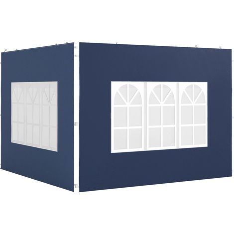 2er Set Seitenwände für Pavillon 3x3 3x6 Wasserdicht Seitenteile mit Fenster Blau