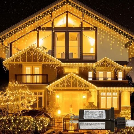 Guirlande lumineuse de Noël extérieure Rintea 10 m, 400 LED, étanche IP44, avec minuterie et 8 modes d'éclairage, idéale pour décorer l'extérieur, les gouttières, les toits, les jardins et les décorat (1/5)