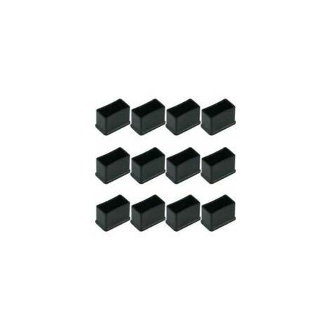 - Pack de 12 tapas protectoras rectangulares de fieltro de goma para patas de mesa o silla - Negras, 15 x 30 mm. - Crezuo