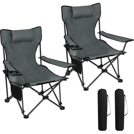WOLTU Sedia Pieghevole Campeggio. Set di 2. Sedie Richiudibili Sedia da Pesca Leggera e Portatile. Max Portata 150 kg Grigio