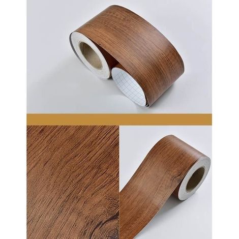Fliesen, Wandaufkleber in Holzoptik für Fußleisten, Wandaufkleber für Wohnzimmer, Badezimmer, Bordüre – Holz EW – 5 m x 10 cm