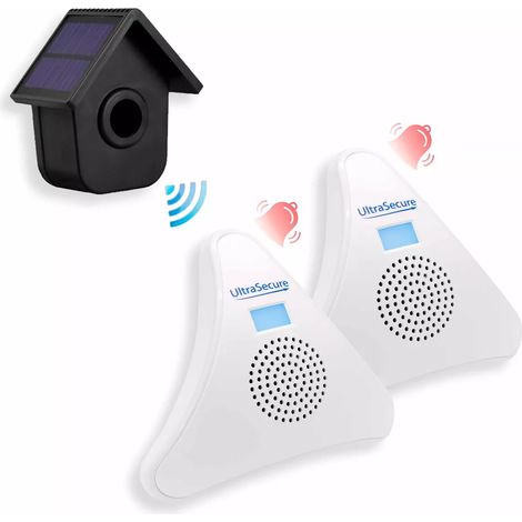 Kit alerte de passage 600m - 2 carillons 35 mélodies volume réglable & détecteur 2 panneaux solaires (DA600+) (1/5)