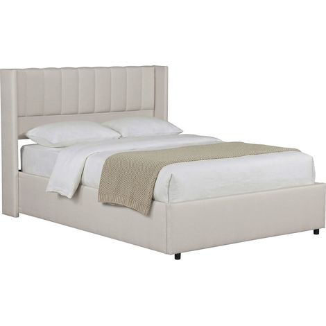 Cama doble "Saint-Moritz" en ropa de cama con box - 160 x 200 cm - Beige (1/5)