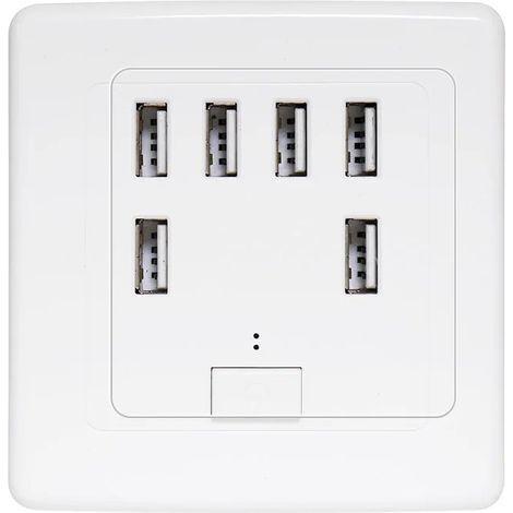 prise murale universelle USB, 6 ports intégrés, panneau de charge 220V 4A, charge rapide (1/5)