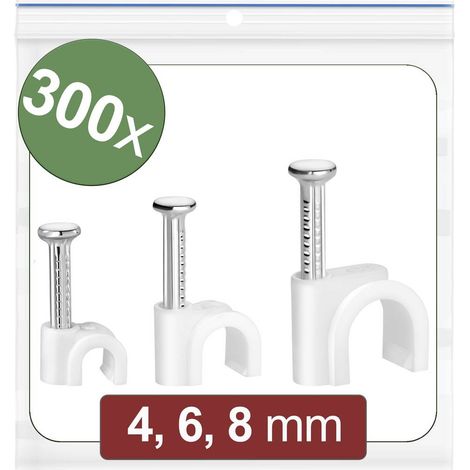 Quadrios 24CA424 Chiodino fissacavo 24CA424 Intervallo Ø fascio 2 fino a 8 mm Bianco 300 pz.