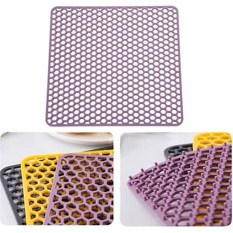 Tapis d'évier en Silicone pour évier de Cuisine en nid d'abeille Grand Tapis de séchage de Vaisselle en Silicone, (1/4)