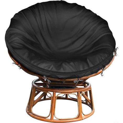 Housse de protection robuste et imperméable en tissu 600D pour fauteuil d'extérieur, avec fermeture éclair – Protection tous temps contre la poussière pour mobilier de jardin (Noir, 47-55 pouces) (1/5)