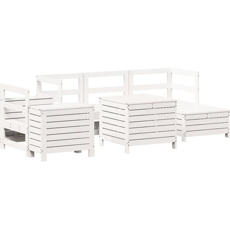 Maison Exclusive - Set Divani da Giardino 7 pz Bianco in Legno Massello di Pino