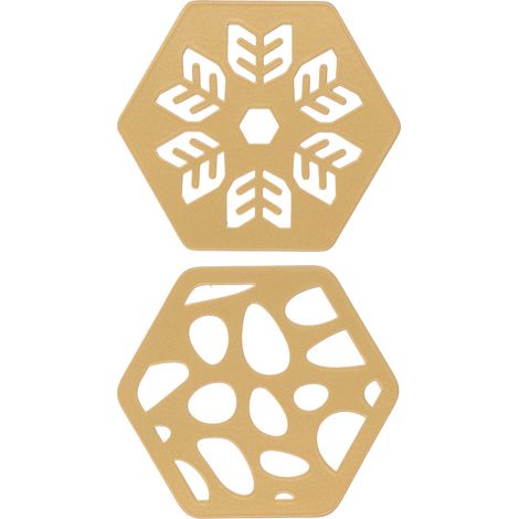 Lot de 2 sous-verres en métal doré, résistants à l'isolation thermique, forme mignonne, en fer, pour la maison, les bars et les bureaux. (1/5)