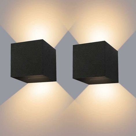 Applique Murale Interieur/Exterieur 12w 2 Lampes Murales Noires Led Etanches Ip65 Réglable Lampe Lumière Orientable Haut Et Bas Design 3000k Blanc Chaud Appliques Murales Pour Salon Chambre Couloir10 (1/2)