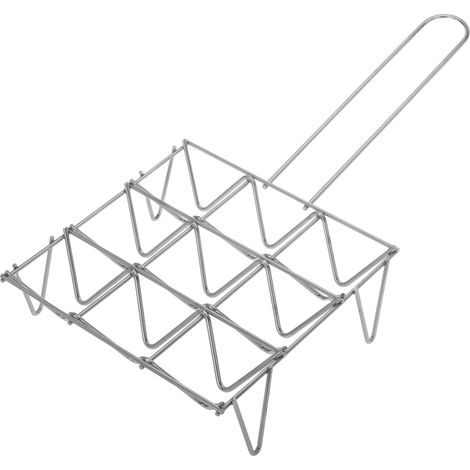 PrimeMatik - Grille barbecue en fer zingué avec manche pour légumes capacité 9 unités (1/5)