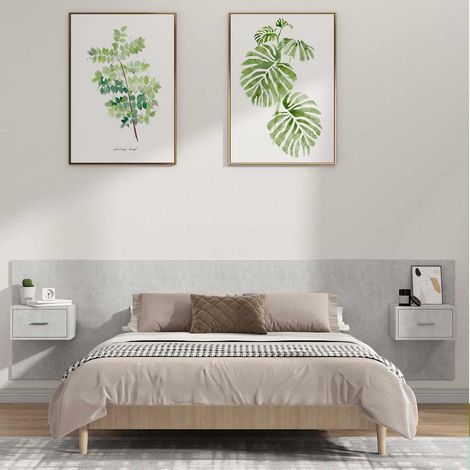 Tête de lit Contemporain Pour Lit adulte avec armoires Gris béton Bois d'ingénierie 64338 (1/5)