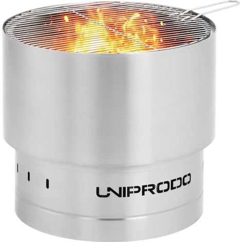 Braciere da esterno in acciaio inox con griglia 50 x 50 x 45 cm acciaio inox PVC PU nero argento 140008435