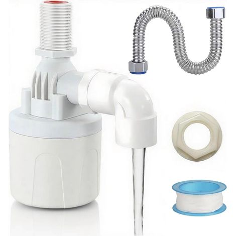 Vanne à flotteur 1/2" à alimentation supérieure avec tuyau ondulé Valve de régulation automatique du niveau d'eau pour réservoirs, étangs et abreuvoirs (1/5)