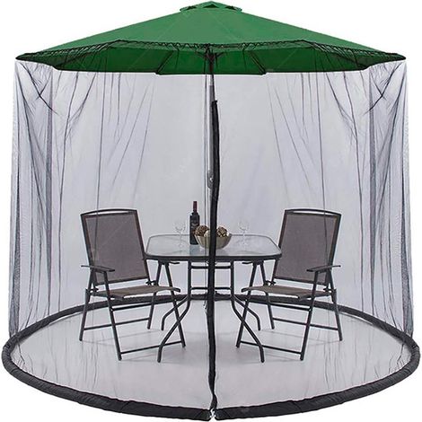 Moustiquaire de parasol Noir 300x230cm Polyester Haute Densité avec Fermeture Éclair Anti-Moustiques pour Terrasse (1/4)