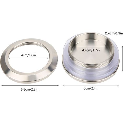 Poignée coulissante pour porte - Modèle rond en acier inoxydable brossé - Diamètre de trou 4.4cm - Pour porte de salle de bain, verre et bois - Avec 4 joints et vis (1/5)