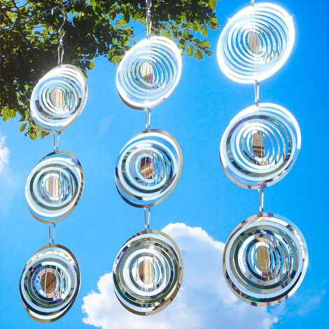 Disques anti-oiseaux 3D suspendus, effaroucheur extérieur pour fenêtres, jardin, balcon, arbres fruitiers. (1/5)