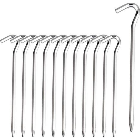Aluminium-Zeltheringe für Outdoor-Camping, silber, 18 cm, 12er-Pack Campingzubehör (1/5)