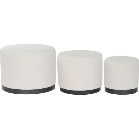 Pouf élégant blanc noir en polyester confort et style - Bicolore blanc et noir (1/3)