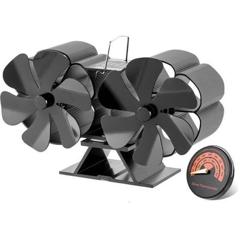 Ventilateur de four thermique, ventilateur de cheminée à bois à 12 pales, ventilateur de cheminée domestique de sécurité pour poêle à bois, adapté au bois/cheminée, ventilateur de cheminée écologique (1/4)