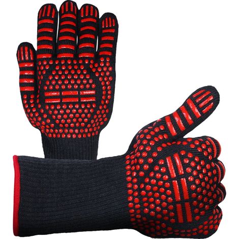Gants de barbecue résistants à la chaleur (800 °C), gants de cuisson en silicone antidérapants de qualité alimentaire, pour barbecue, pâtisserie et soudure.