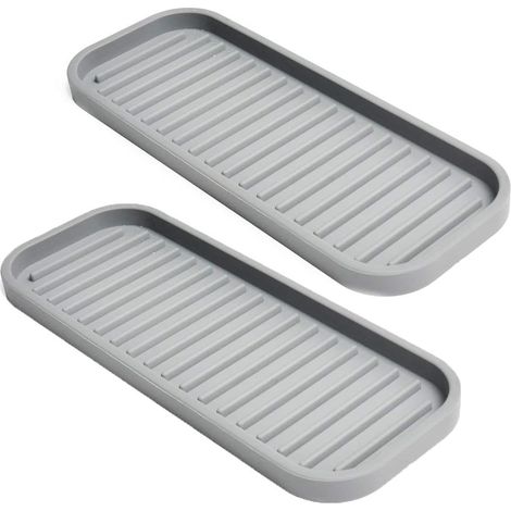 Support Pour Éponge - Plateau Organisateur Pour Évier En Silicone - Résistant À La Chaleur Jusqu'à 232 °C - Pour Cuisine Garage Et Bureau - 2 Pièces (1/5)