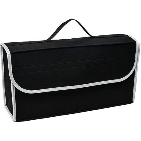 Faltbarer Kofferraum-Organizer, Filz-Kofferraumtasche 50 x 24 x 15 cm, tragbare Aufbewahrungstasche mit Tragegriff, geeignet für alle Fahrzeuge (SCHWARZ)