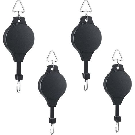 Ensemble aus 4 verstellbaren Metall-Blumentöpfen, 90 cm Länge, maximale Tragfähigkeit von 10 kg, Farbe schwarz.
