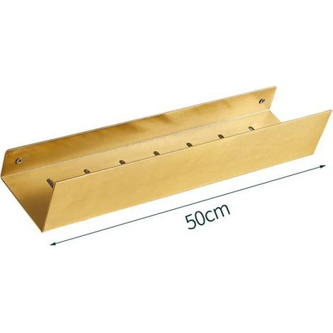 Étagère de rangement murale noire (50 cm, finition or brossé) pour salle de bain et cuisine. Organisateur d'accessoires de salle de bain. (1/5)