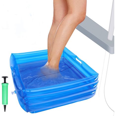 Bain de Pieds Gonflable, Bassin Pied Piscine, Pediluve Gonflable, Bassin Pédiluve pour Piscine, Baignoire à Pieds Portable avec Pompe à Air pour Échelle d'entrée de Piscine, Camping, Plage (1/5)