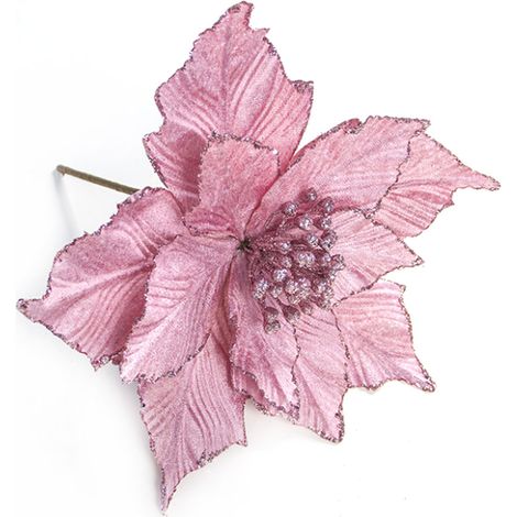 Arrangement de simulation de fleurs artificielles, pour décoration d'arbre de noël, de vacances, rose (1/5)