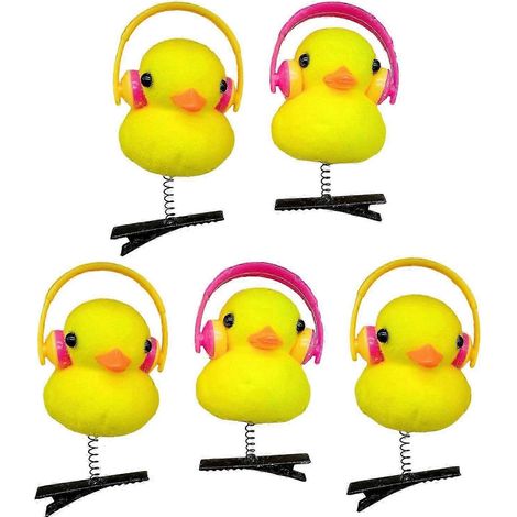 5er-Pack kleine gelbe Enten-Haarnadeln, niedliche Plüschenten-Haarspangen für Mädchen, Frühlings-Haarschmuck, lustig-C (1/5)