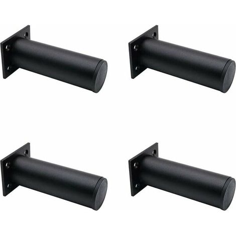 Ensemble de 4 pieds de meubles réglables noir mat, en alliage d'aluminium 38x120 mm, pieds de meuble TV pour table basse d'armoire, pied de support pour canapé de meuble (1/5)
