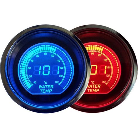 Thermomètre d'eau pour EVO Series, jauge avec capteur 52mm/2in universel, rétroéclairage LED bleu et rouge (1/5)
