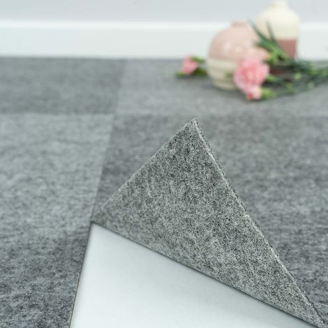 Dalle moquette autocollante 40 x 40 cm – Adhésive pour pose facile – Couleur gris – Pour pièces peu fréquentées – Bricoflor