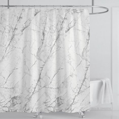 Filiyano-Rideau de douche imperméable effet marbre avec crochets, imprimé et lavable, décoration intérieure, L 240 x H 180 cm
