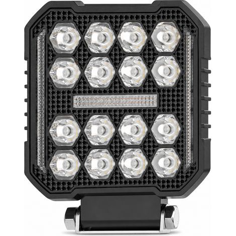 Proiettore di lavoro LED quadrato con luci diurne bianche e ambra per veicoli fuoristrada e cantieri (1/5)