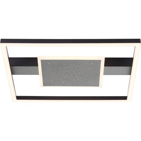 Plafonnier LED brillant Reno 37 x 37 cm, 3500 lm, 3000 K, lumière des étoiles, noir (1/5)