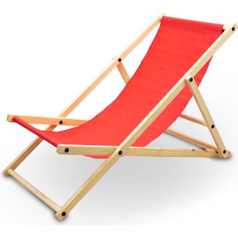 Liegestuhl Sonnenliege Gartenliege Holzliege Strandliegestuhl Campingstuhl Holz Klappbar (Rot) (1/3)
