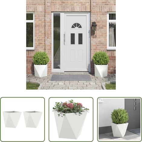 Terrassenpflanzer - Pflanzkübel 2 pcs Weiß 40 x 40 x 40 cm Stahl (1/5)